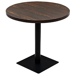 vidaXL Table de bistro MDF et acier Rond 80 x 75 cm Frêne foncé