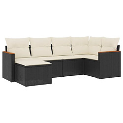 Maison Chic Salon de jardin 6 pcs avec coussins | Ensemble de Table et chaises | Mobilier d'Extérieur noir résine tressée -GKD58426