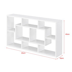 Helloshop26 Étagère meuble mural design flottante stylée 8 compartiments de rangement 85 cm blanc 03_0005851