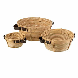 Paris Prix Lot de 3 Coupelles Déco Anse 44cm Naturel