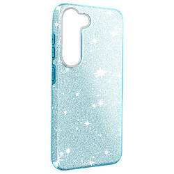 Avizar Coque Paillette pour Samsung Galaxy S23 Hybride Semi-rigide Spark Case bleu