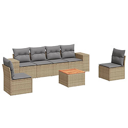 vidaXL Salon de jardin avec coussins 7 pcs beige résine tressée