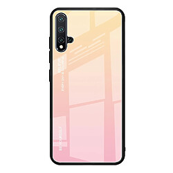 Wewoo Coque Pour Huawei Nova 5 / Nova 5 Pro étui en verre de couleur dégradée jaune