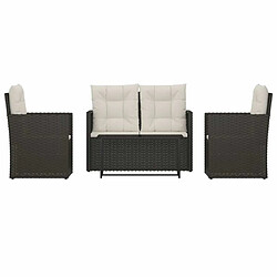 Maison Chic Salon de jardin 4 pcs avec coussins - Table et chaises d'extérieur - Mobilier/Meubles de jardin Moderne résine tressée noir -MN62284