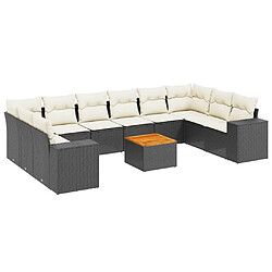 Maison Chic Salon de jardin 11 pcs avec coussins, Ensemble Tables et chaises d'extérieur noir résine tressée -GKD628261