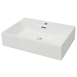 vidaXL Vasque avec trou de robinet en céramique Blanc 60,5x42,5x14,5cm