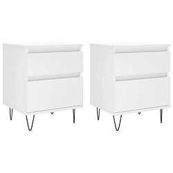 Maison Chic Lot de 2 Tables de chevet - Tables de Nuit blanc 40x35x50 cm bois d’ingénierie