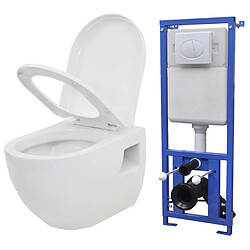 vidaXL Toilette murale avec réservoir de chasse caché Céramique Blanc