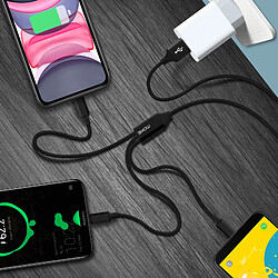 Avis Câble 3 en 1 Lightning USB type C Micro USB Multi-embouts Charge 3A Moxie Noir