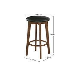 Rendez Vous Deco Tabouret de bar Vahina noir et bois foncé 66 cm (lot de 2)