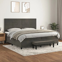 Maison Chic Lit Adulte - Lit simple Lit à sommier tapissier et matelas moelleux - Meuble de Chambre - Gris foncé 200x200cm Velours -MN84957