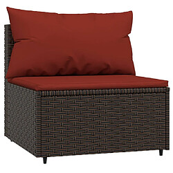 Acheter Maison Chic Salon de jardin 3 pcs + coussins - Mobilier/Meubles de jardin - Table et chaises d'extérieur marron résine tressée -MN27985