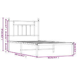 vidaXL Cadre de lit métal sans matelas avec tête de lit blanc 90x200cm pas cher