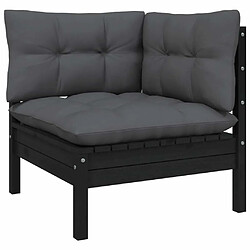 Acheter Maison Chic Salon de jardin 10 pcs + coussins - Mobilier/Meubles de jardin - Table et chaises d'extérieur Noir Bois de pin solide -MN76546