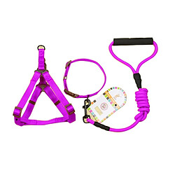 Wewoo Pour chien + Harnais + Violet Laisse Trois ensembles, L, Taille de la poitrine: 57-90cm, Col du col: 40-64cm, Poids de l'animal: 35kg Ci-dessous Collier