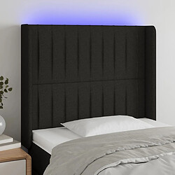 Maison Chic Tête de lit scandinave à LED,meuble de chambre Noir 93x16x118/128 cm Tissu -MN80460