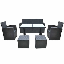 Avis Maison Chic Mobilier à dîner 6 pcs de jardin avec coussins - Ensemble table et chaises d'extérieur - Salon/Mobilier de jardin classique Résine tressée Noir -MN67013