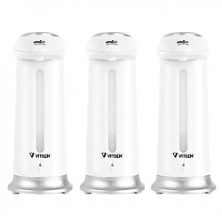 Desineo Lot de 3 distributeurs automatiques de savon, gel hydroalcoolique 330 ml gris et blanc soap dispenser auto dispenser