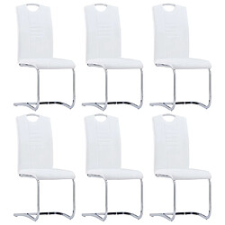 Maison Chic Lot de 6 Chaises à manger cantilever,Chaises à dîner blanc similicuir -MN92805