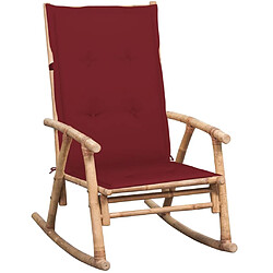 Maison Chic Chaise à bascule avec coussin | Fauteuil à bascule Rocking chair Bambou -GKD20588