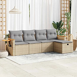 vidaXL Salon de jardin avec coussins 5 pcs beige résine tressée