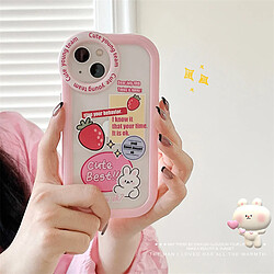 GUPBOO Étui pour iPhone13Pro Blush ligne lapin fraise mignon étui de téléphone portable anti-chute femmes