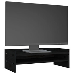 Avis vidaXL Support de moniteur Noir 50x24x16 cm Bois de pin solide