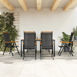 Salle à dîner de jardin 7 pcs,Table et chaise à manger noir et marron aluminium -MN13764