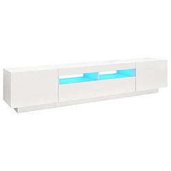 Maison Chic Meubles TV avec lumières LED - Banc TV pour salon Blanc brillant 200x35x40 cm -MN47273