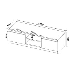 Toilinux Meuble TV - Jack - Chêne et Blanc - 120 x 36 x 40 cm