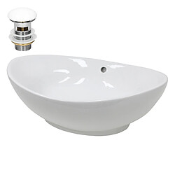 Ecd Germany Lavabo 590 x 385 x 200 mm en céramique blanche