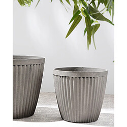 Beliani Lot de 2 pots de fleurs taupe d 36 cm POKA