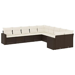 Maison Chic Salon de jardin 10 pcs avec coussins, Ensemble Tables et chaises d'extérieur marron résine tressée -GKD992147