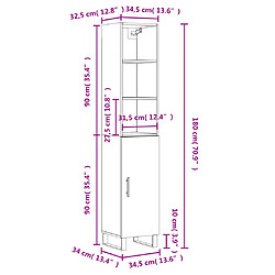 vidaXL Buffet haut Gris béton 34,5x34x180 cm Bois d'ingénierie pas cher