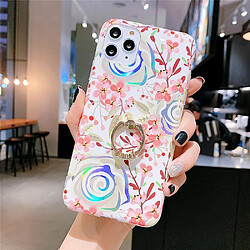 Wewoo Coque Pour iPhone 11 Pro Coloré Laser Fleur Série IMD TPU Mobile Téléphone Cas Avec Anneau Support Strass Lyre Corail KC4