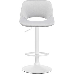 Decoshop26 Tabourets de bar chaises haute x2 avec repose-pieds en velours gris clair piètement métallique blanc 10_0004089