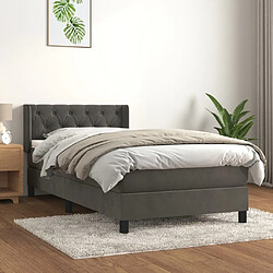 Maison Chic Lit Adulte - Lit simple Lit à sommier tapissier et matelas moelleux - Meuble de Chambre - Gris foncé 80x200 cm Velours -MN19412