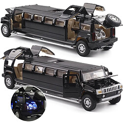 Universal Haute simulation 1: 32 Alliage Hummer Limousine Métal Die Casting Voiture Modèle tirer en arrière Flash Musique Voiture jouet pour enfants Cadeau de Noël | Voiture jouet Die Casting(Le noir)