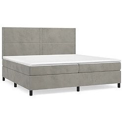 Maison Chic Lit Adulte - Lit simple Lit à sommier tapissier et matelas moelleux - Meuble de Chambre - Gris clair 200x200cm Velours -MN40824