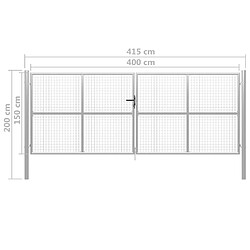 Acheter vidaXL Porte de jardin Acier galvanisé 415x200 cm Argenté