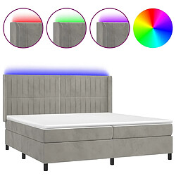 vidaXL Sommier à lattes de lit matelas et LED Gris clair 200x200 cm