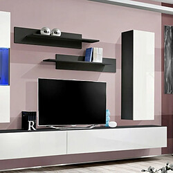 Avis Paris Prix Meuble TV Mural Design Fly V 320cm Blanc & Noir