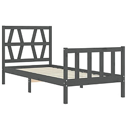 Maison Chic Lit adulte - Cadre Structure de lit avec tête de lit Contemporain noir 90x200 cm bois massif -MN13210 pas cher