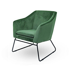 Meubler Design Fauteuil En Velours Et Métal Noir Zadig - Velours Vert