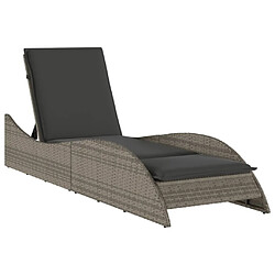 Maison Chic Chaise longue, Transat, Bain de Soleil avec coussin gris 60x205x73 cm résine tressée