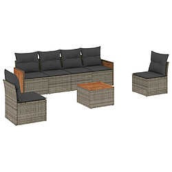 vidaXL Salon de jardin avec coussins 7 pcs gris résine tressée