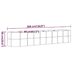 vidaXL Lit surélevé de jardin Acier enduit de poudre 368x80x68 cm gris pas cher