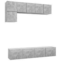 Maison Chic Ensemble de meubles TV 5 pcs | Banc TV Moderne pour salon | Meuble de Rangement - Gris béton Aggloméré -MN71188