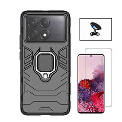 NIS Kit Film Verre Trempé Transparent + Couverture + Support Xiaomi Poco X6 Pro Noir