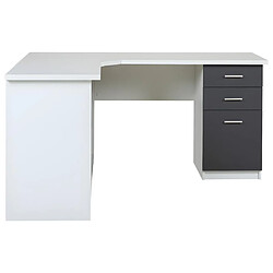 Acheter Vente-Unique Bureau d'angle NORWY - 2 portes & 2 tiroirs - Blanc & Gris